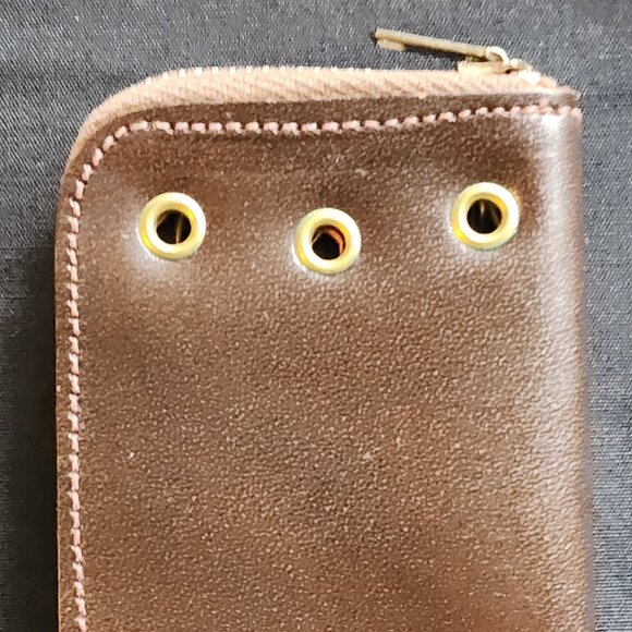 Vintage Brown Leather ZipUp Key Caddy Genuine Cowhide Key Holder Small Organizer - Picture 3 of 13